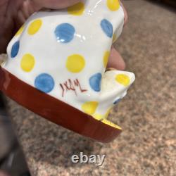 Vtg French Art Deco Pierrot Clown Jester Porcelain Inkwell Pen Figurine Signed