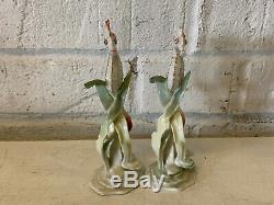 Vtg German Hutschenreuther Porcelain Pair Achtzinger Design Seahorse Figurines