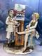 Vtg Italian Ceramic 9 1/2 Artist Painting With Women, Easel Sculpture Art Deco
