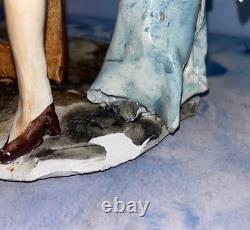 Vtg Italian Ceramic 9 1/2 Artist Painting With Women, Easel Sculpture Art Deco