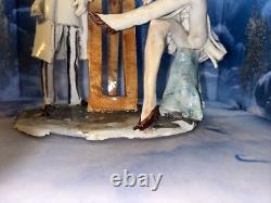 Vtg Italian Ceramic 9 1/2 Artist Painting With Women, Easel Sculpture Art Deco