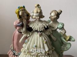 Vtg Karl Ens Germany Girls Playing Hide-and-Seek Lace Porcelain Figurine Dresden