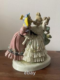 Vtg Karl Ens Germany Girls Playing Hide-and-Seek Lace Porcelain Figurine Dresden