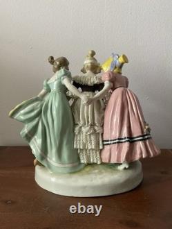 Vtg Karl Ens Germany Girls Playing Hide-and-Seek Lace Porcelain Figurine Dresden