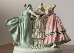 Vtg Karl Ens Germany Girls Playing Hide-and-Seek Lace Porcelain Figurine Dresden