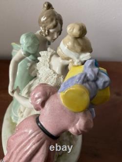 Vtg Karl Ens Germany Girls Playing Hide-and-Seek Lace Porcelain Figurine Dresden