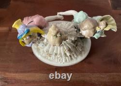 Vtg Karl Ens Germany Girls Playing Hide-and-Seek Lace Porcelain Figurine Dresden
