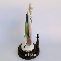 Vtg Katzhutte Germany Art Deco Dancing Lady Porcelain Figurine Statue Lamp Base