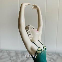 Vtg Katzhutte Hertwig German Porcelain Art Deco Dancer Lady Figurine A Rare Pose