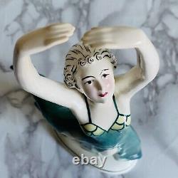 Vtg Katzhutte Hertwig German Porcelain Art Deco Dancer Lady Figurine A Rare Pose