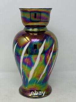 Vtg M ROSENBAUM Sons Bavaria Porcelain Rainbow Iridescent 12 Art Deco Vase VHTF