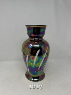 Vtg M ROSENBAUM Sons Bavaria Porcelain Rainbow Iridescent 12 Art Deco Vase VHTF