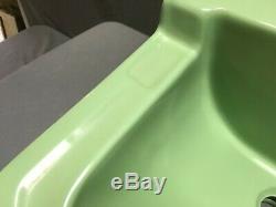Vtg Mid Century Art Deco Ceramic Jade Green Apple Porcelain Bath SInk 328-19E