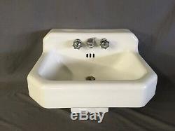 Vtg Mid Century Art Deco Clipped Corner Cast Iron White Porcelain Sink 136-20E