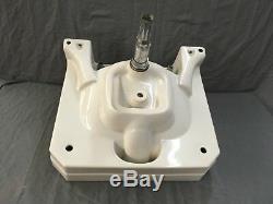 Vtg Mid Century Art Deco Clipped Corner White Porcelain Ceramic SInk Old 741-17E