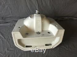 Vtg Mid Century Art Deco Clipped Corner White Porcelain Ceramic Sink Old 108-19E