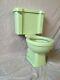 Vtg Mid Century Art Deco Jadeite Green Porcelain Toilet Bowl Tank Lid 148-20e