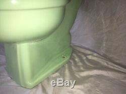 Vtg Mid Century Art Deco Jadeite Green Porcelain Toilet Bowl Tank Lid 148-20E