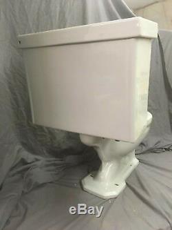 Vtg Mid Century Light Gray Art Deco Porcelain Toilet Old Standard Bath 20-19E