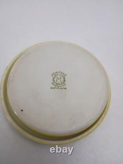 Vtg Noritake Art Deco Puff Powder Compact Porcelain 3.25 Flapper Green Mark