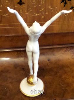 Vtg Nude Woman Figure K Tutter Hutschenreuther Selb On gold ball German Art Deco