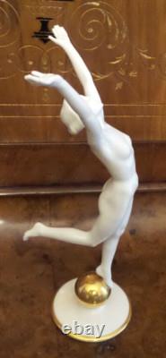 Vtg Nude Woman Figure K Tutter Hutschenreuther Selb On gold ball German Art Deco