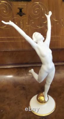 Vtg Nude Woman Figure K Tutter Hutschenreuther Selb On gold ball German Art Deco