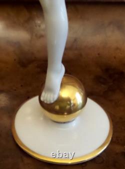Vtg Nude Woman Figure K Tutter Hutschenreuther Selb On gold ball German Art Deco