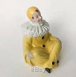 Vtg Pierrot Inkwell Ink Well Ashtray Porcelain Clown Figurine Art Deco Germany