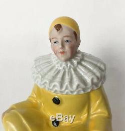 Vtg Pierrot Inkwell Ink Well Ashtray Porcelain Clown Figurine Art Deco Germany