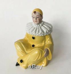 Vtg Pierrot Inkwell Ink Well Ashtray Porcelain Clown Figurine Art Deco Germany