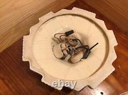 Vtg Porcelier Porcelain Floral /Flowers 3 Bulb Ceiling Flush Mount Light Fixture