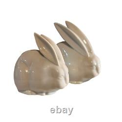 Vtg Rabbit Porcelain Figurines 1900's Japanese Okimono Art Deco Blanc De Chine