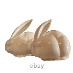 Vtg Rabbit Porcelain Figurines 1900's Japanese Okimono Art Deco Blanc De Chine