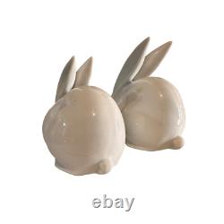 Vtg Rabbit Porcelain Figurines 1900's Japanese Okimono Art Deco Blanc De Chine