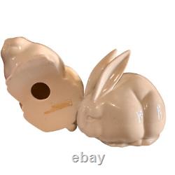 Vtg Rabbit Porcelain Figurines 1900's Japanese Okimono Art Deco Blanc De Chine