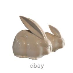 Vtg Rabbit Porcelain Figurines 1900's Japanese Okimono Art Deco Blanc De Chine