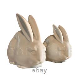 Vtg Rabbit Porcelain Figurines 1900's Japanese Okimono Art Deco Blanc De Chine