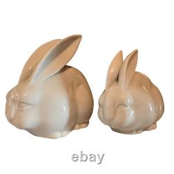 Vtg Rabbit Porcelain Figurines 1900's Japanese Okimono Art Deco Blanc De Chine