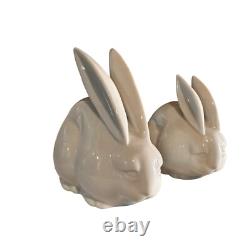 Vtg Rabbit Porcelain Figurines 1900's Japanese Okimono Art Deco Blanc De Chine