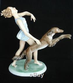 Vtg Rosenthal Runner With Saluki Porcelain Figurine #1607 G Oppel C. 1936 Mint