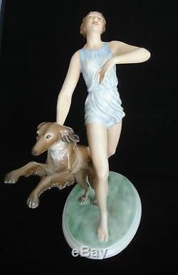 Vtg Rosenthal Runner With Saluki Porcelain Figurine #1607 G Oppel C. 1936 Mint