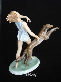 Vtg Rosenthal Runner With Saluki Porcelain Figurine #1607 G Oppel C. 1936 Mint