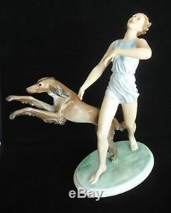 Vtg Rosenthal Runner With Saluki Porcelain Figurine #1607 G Oppel C. 1936 Mint