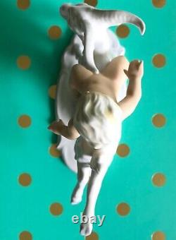 Vtg SCHAUBACH KUNST Boy on Goat WALLENDORF Figurine PORCELAIN German Art Deco OG