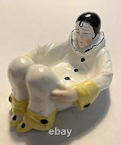 Vtg Sitzendorf Porcelain Art Deco Pierrot Clown Pin Or Trinket Dresser Dish