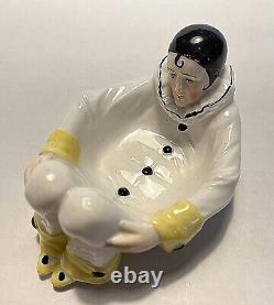 Vtg Sitzendorf Porcelain Art Deco Pierrot Clown Pin Or Trinket Dresser Dish