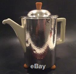 WMF Hammered Silverplate BAUSCHER WEIDEN Porcelain Insulated 1.4L Coffee Tea Pot