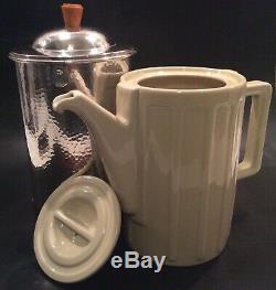 WMF Hammered Silverplate BAUSCHER WEIDEN Porcelain Insulated 1.4L Coffee Tea Pot