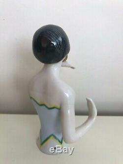 Wallendorf Antique Porcelain Half-Doll Lady with a Bird Art Deco VERY RARE